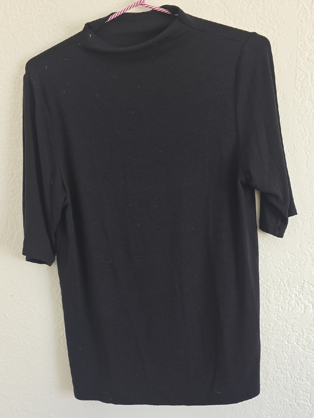Women's Black Short-Sleeve Mock Neck Tee
